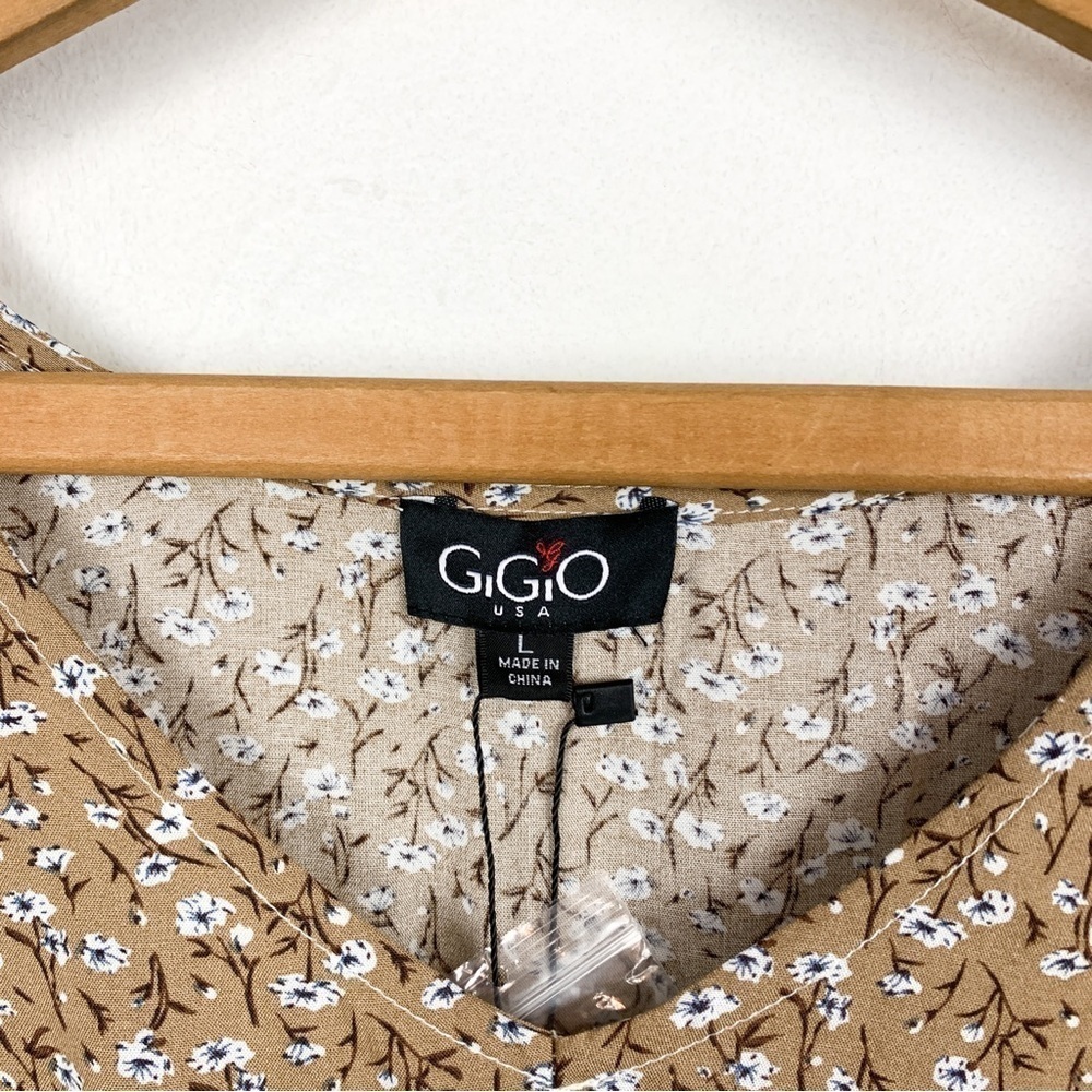 NWT Gigio USA Ruffle Floral Prairie Peasant Midi Dress Sz L - Picture 5 of 9